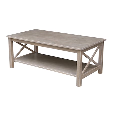 International Concepts Rectangle Hampton Coffee Table, 46 in W, 24 in L, 18 in H, Wood, Washed Gray Taupe OT09-70C
